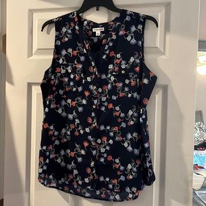 Sleeveless Navy floral blouse